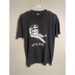 Vintage‎ 80’s Harley Davidson Let’s Ride Skeleton Bumfuk Egypt Bad Bob’s Size L